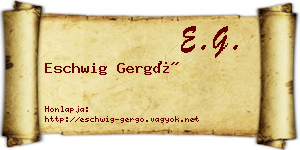 Eschwig Gergő névjegykártya